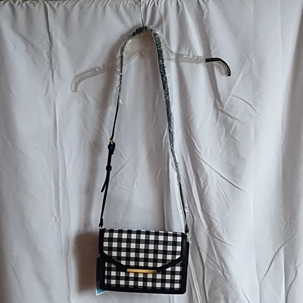 Draper James Black and White Gingham Crossbody Bag - Picture 2 of 9